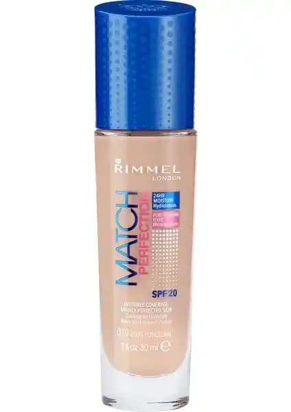 Rimmel London Match Perfection Fondöten 10 Light Porcelain Doğal ve Hafif Uyum Sağlayan Formül