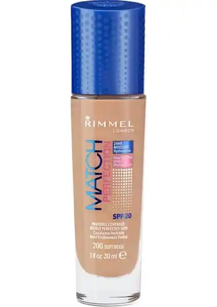 Rimmel London Match Perfection Fondöten 200 Soft Beige Doğal ve Kalıcı Makyaj İçin Ideal