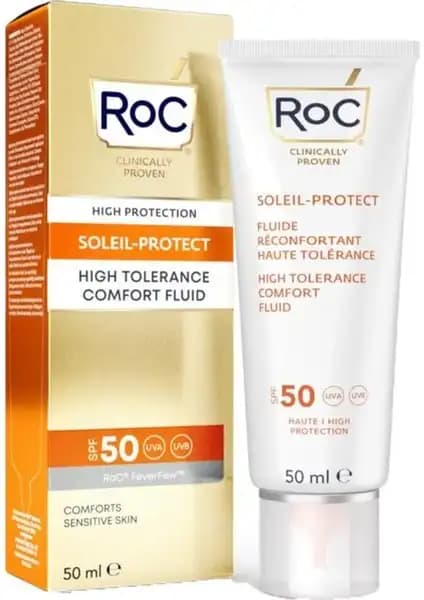 Roc Hassas Ciltler İçin Yüz Güneş Kremi SPF50+ yüksek koruma ve bakım sağlayan hafif formül