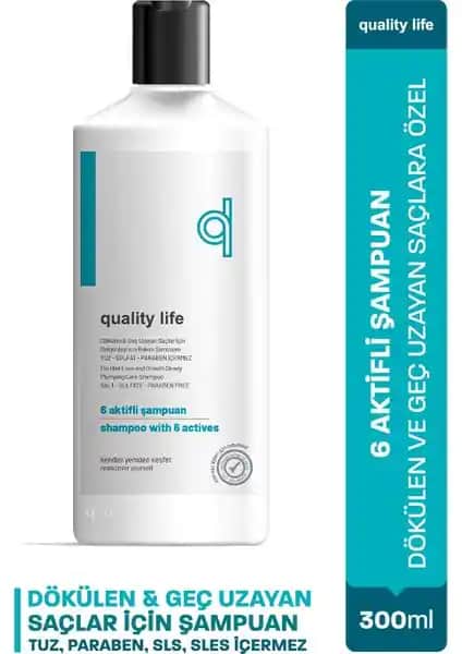 Saç Dökülmesine Karşı Doğal ve Güçlendirici 300 ml QL 6 Aktifli Şampuan