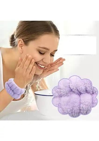 SB SizinBazar İki Adet Lila Süper Soft Havlu Bilek Yıkama Bandı Çevre Dostu ve Pratik Kullanım