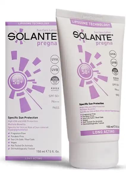 Solante Pregna SPF 50+ Güneş Koruyucu Kremi Gebelik Döneminde Güvenle Kullanılır