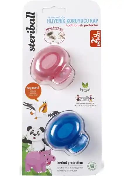 Steriball Kids Hijyenik Koruyucu Kap 2'li Paket Çocuklar İçin Güvenli ve Pratik Diş Fırçası Koruma