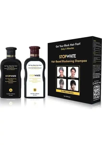 Stop White Stopwhite Saç Sakal Siyahlaştırıcı Şampuan Seti 400 Ml Doğal ve Kalıcı Renk Sağlar