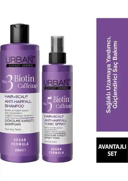Urban Care Expert Biotin ve Kafein Şampuan ile Tonik Saç Sağlığını Güçlendiren Çift