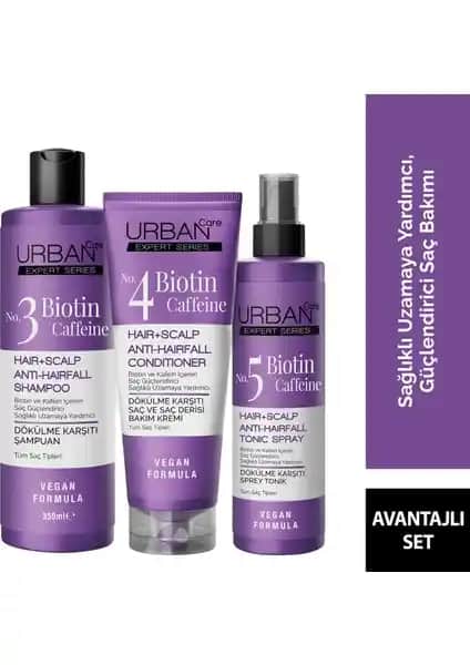 Urban Care Expert Biotin ve Kafein Serisi Saç Bakım Seti Saç Uzamasını Destekleyen Doğal Ürünler