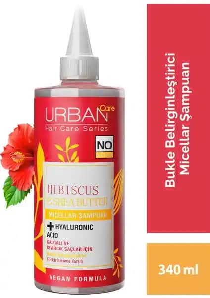 Urban Care Hibiscus ve Shea Butter Miselar Şampuan Kıvırcık ve Dalgalı Saçlar İçin Doğal Bakım
