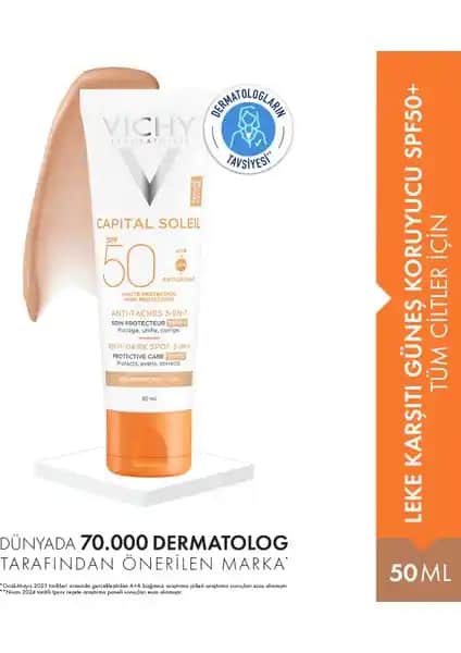 Vichy Capital Soleil Leke Karşıtı Güneş Koruyucu SPF50+ Cilt Koruma ve Güzellik İçin Uygun