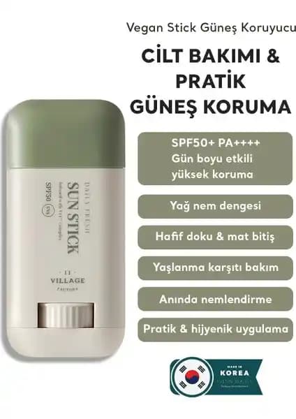 Village 11 Factory Günlük Taze Güneş Çubuğu SPF50+ PA++++: Yüksek Koruma ve Pratik Kullanım