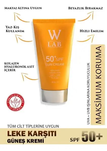 W-Lab Güneş Kremi 50+ SPF ile Güçlü Koruma ve Cilt Bakımı Bir Arada