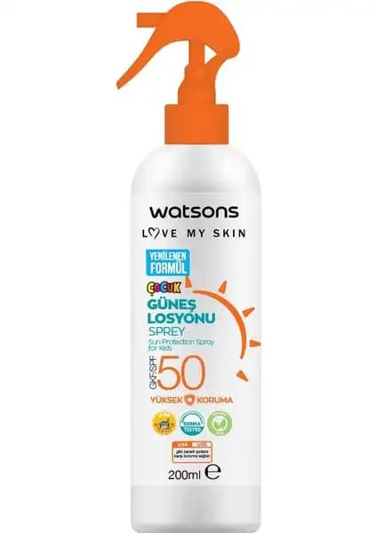 Watsons Çocuk Güneş Losyonu Trigger Sprey SPF 50 - Yüksek Koruma ve Kolay Uygulama