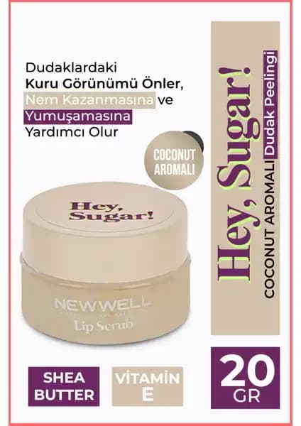 Well Hey Sugar Hindistan Ceviz Aromalı Dudak Peelingi ile Doğal ve Nemli Dudaklara Kavuşun