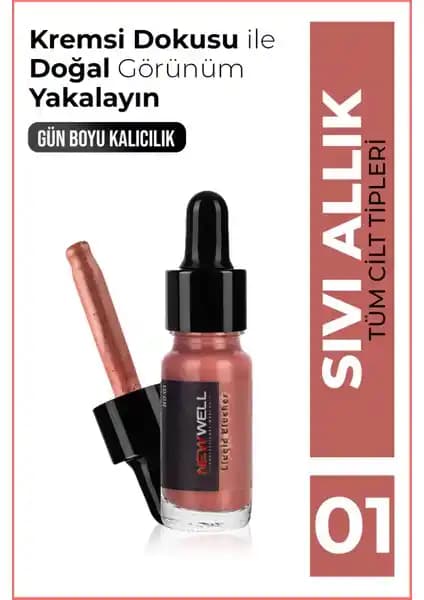 Well Sıvı Allık (Sedefli) NO01: Doğal ve Parlak Görünüm İçin Çok Yönlü Makyaj Ürünü