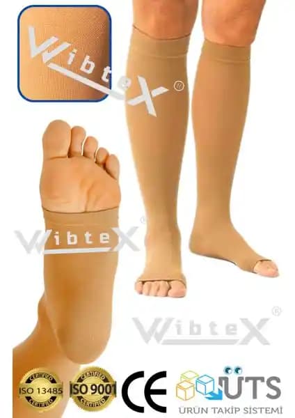 Wibtex Diz Altı Varis Çorabı Orta Basınçlı, Burnu Açık, Günlük Kullanım İçin Tasarlanmış