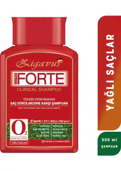 Yağlı Saçlar İçin Zigavus Forte Ultra Klinik Şampuanı Doğal İçeriklerle Güçlendirici Bakım