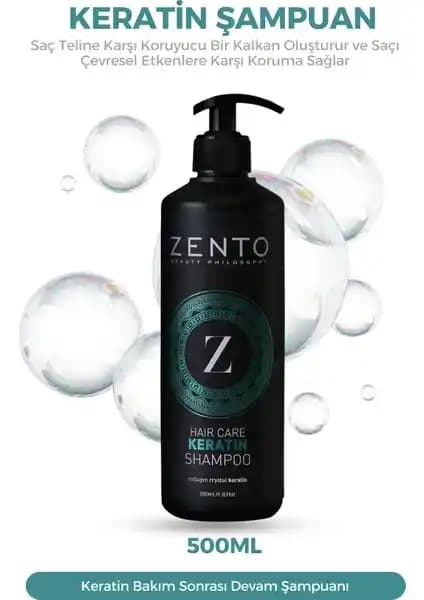 Zento Hair Care Keratin Bakım Şampuanı Saç Sağlığını Güçlendiren ve Parlaklık Katan Formül