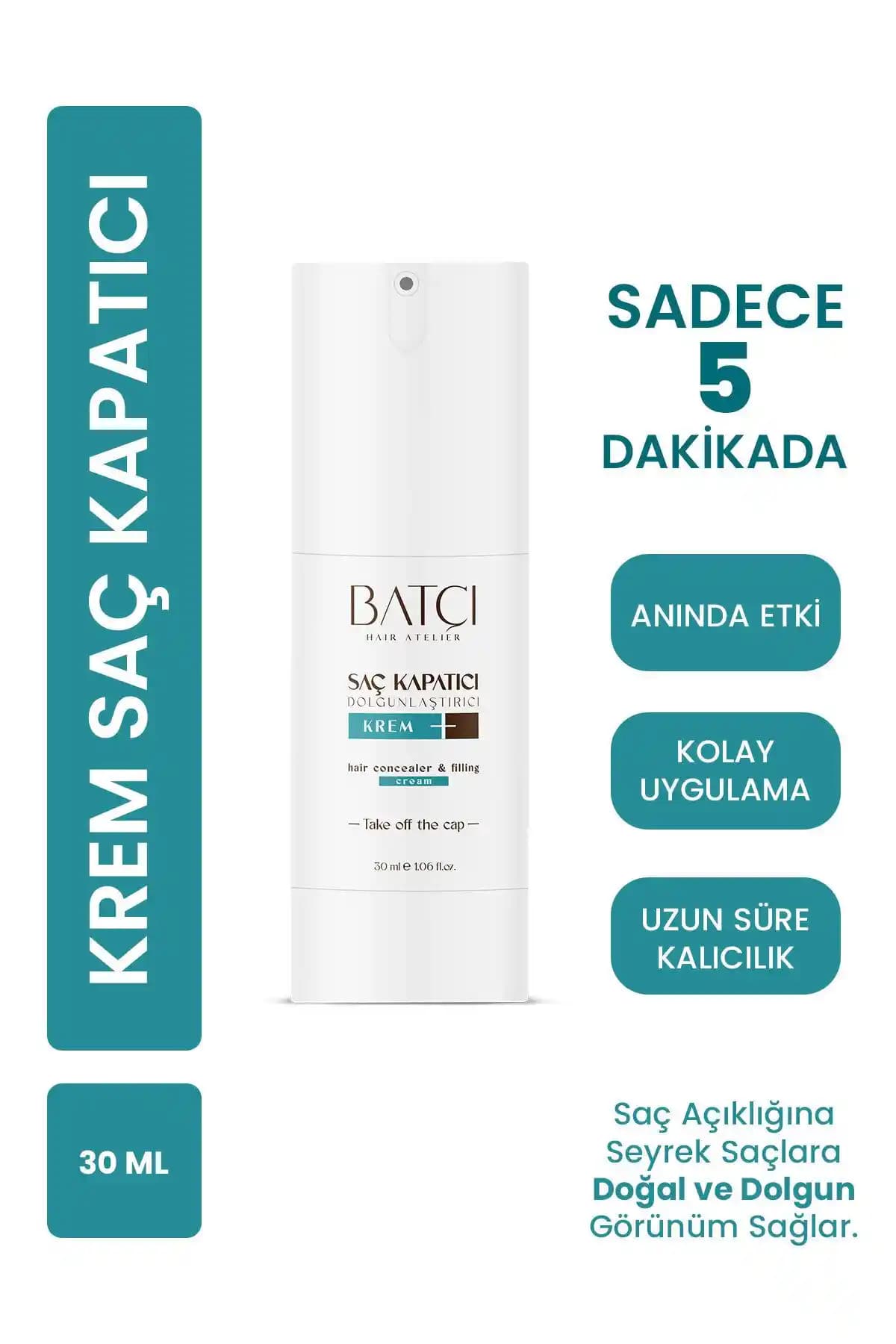 Batçı Saç Kapatıcı Dolgunlaştırıcı Sıvı Krem 30 ml doğal içeriklerle hacim kazandıran ürün