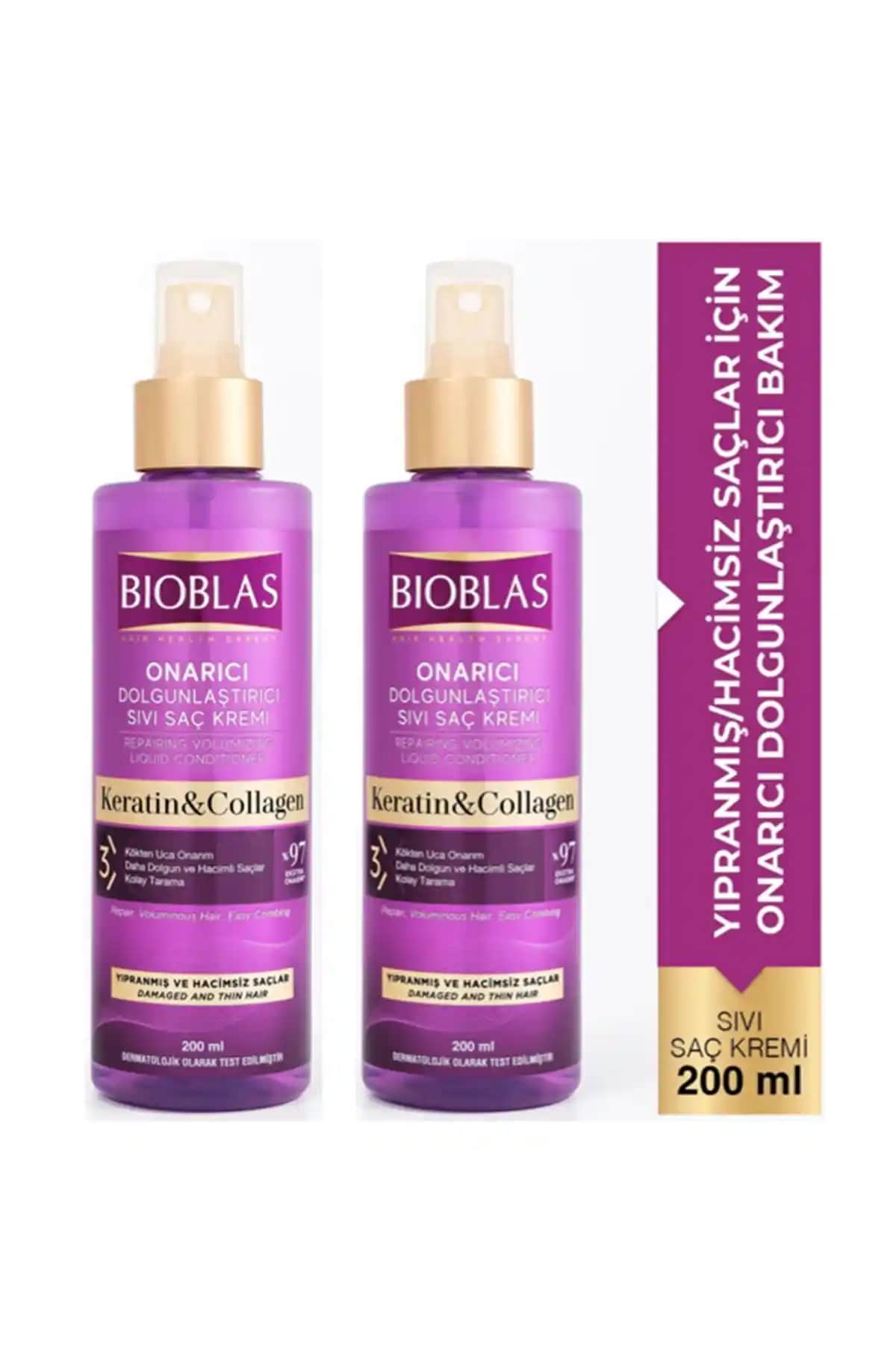 Bioblas Sıvı Saç Kremi Kolajen Keratin 200ml - Güçlendirici ve Nemlendirici Bakım Ürünü