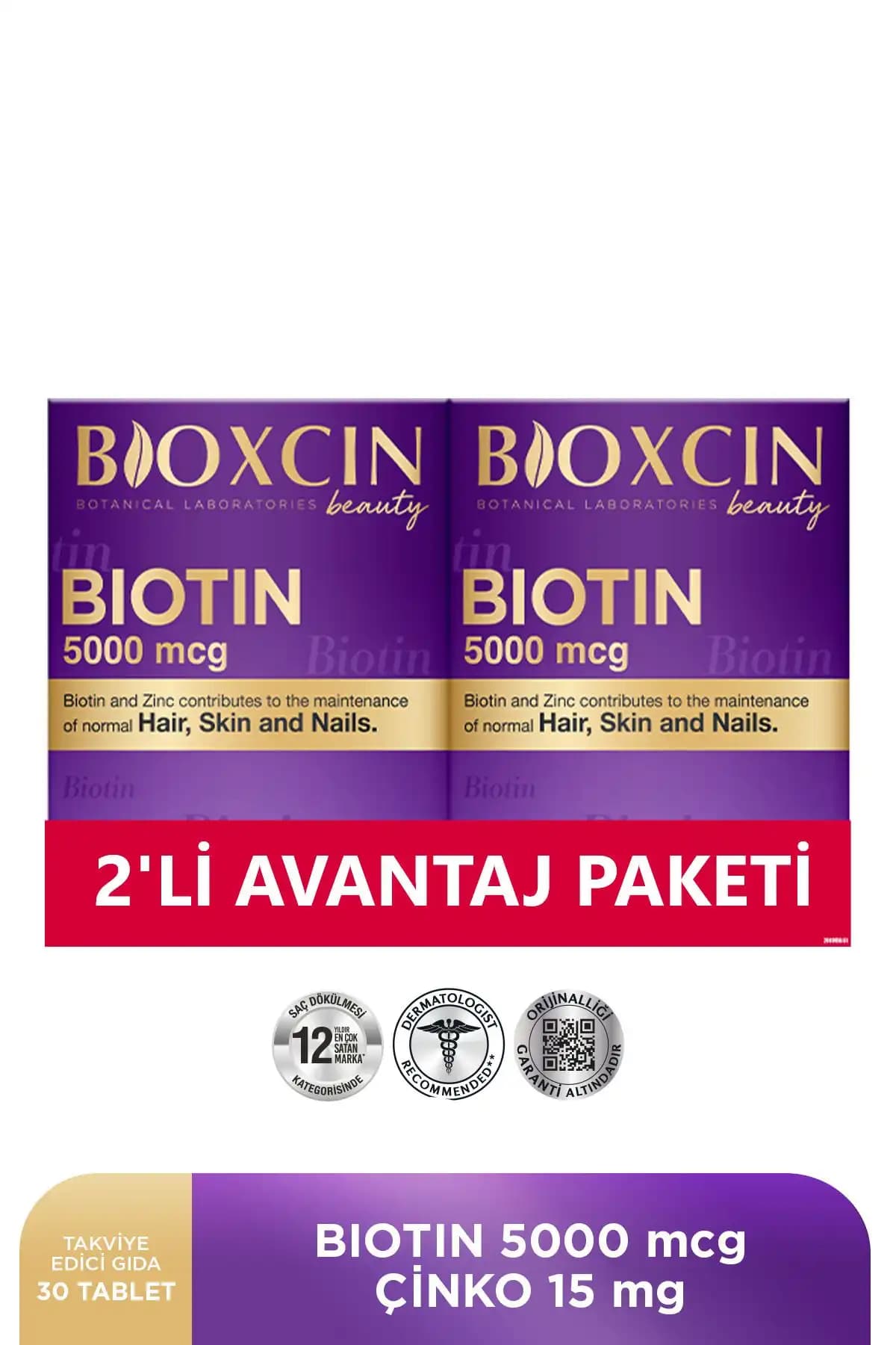 Bioxcin Biotin 5.000 Mcg Saç ve Tırnak Güçlendirme Takviyesi 30 Tablet