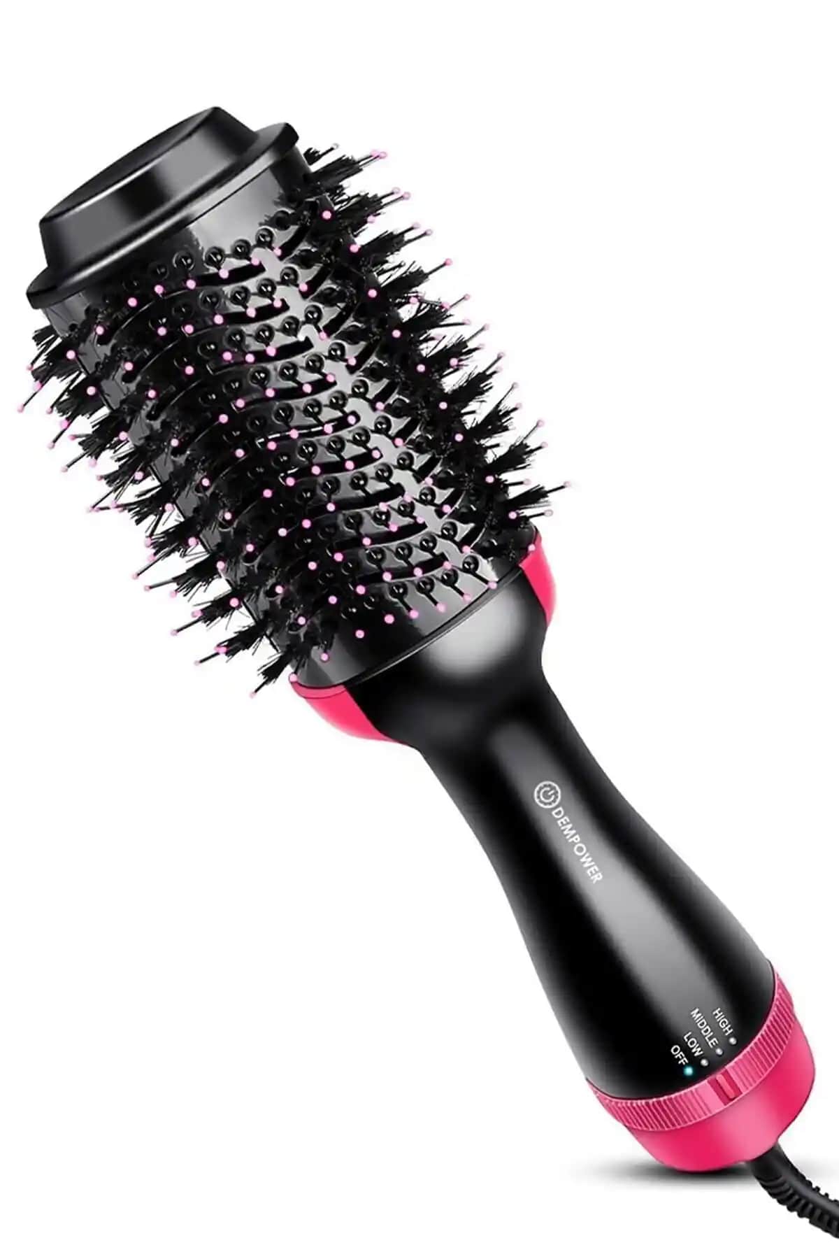 DEMPOWER Profesyonel Saç Düzleştirici Fön Fırçası 1200W, Çok Fonksiyonlu ve Hızlı Şekillendirme