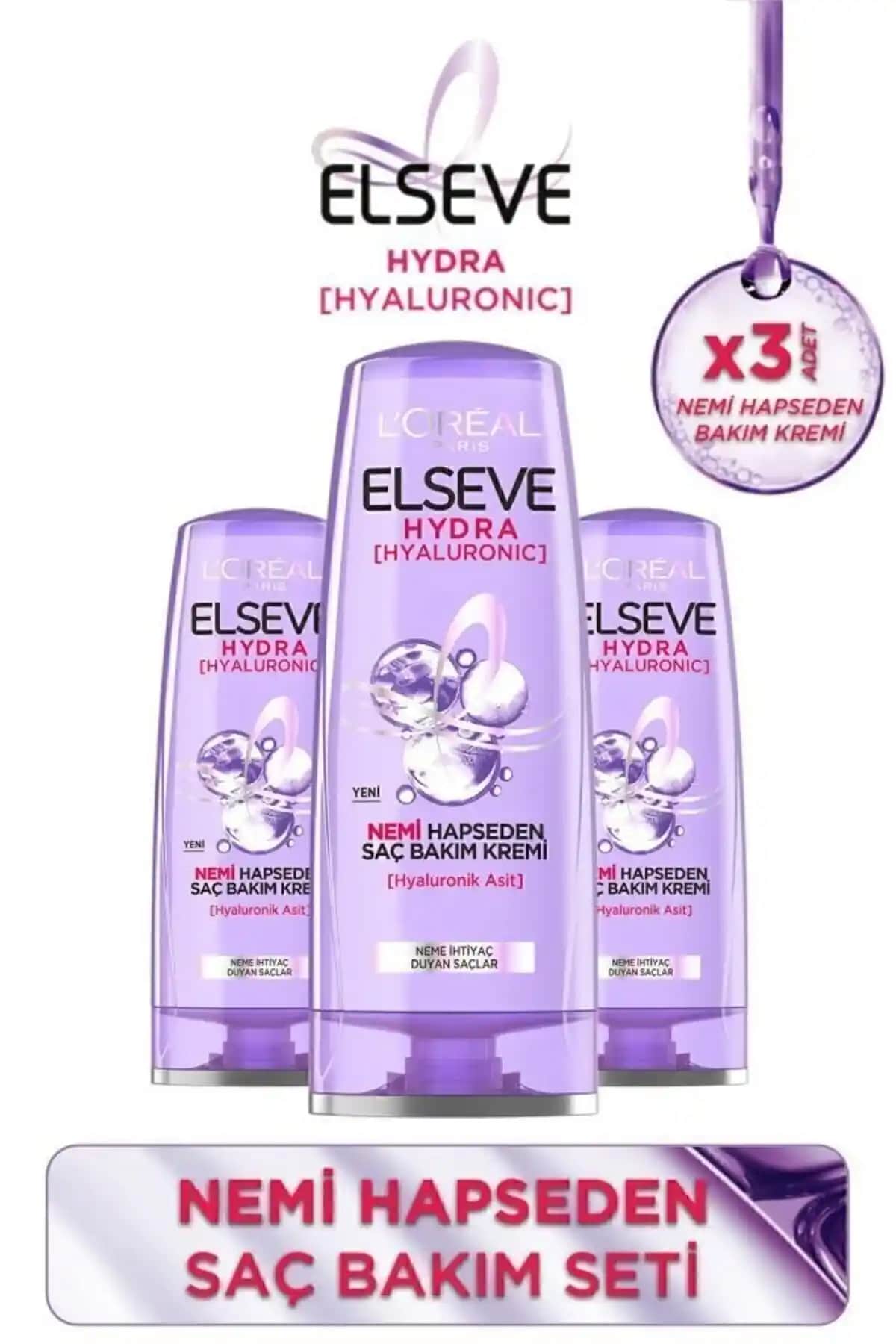 Elseve Hydra Hyaluronic Nem Hapseden Saç Bakım Kremi Kuru Saçlar İçin Güçlü ve Parlaklık Sağlar