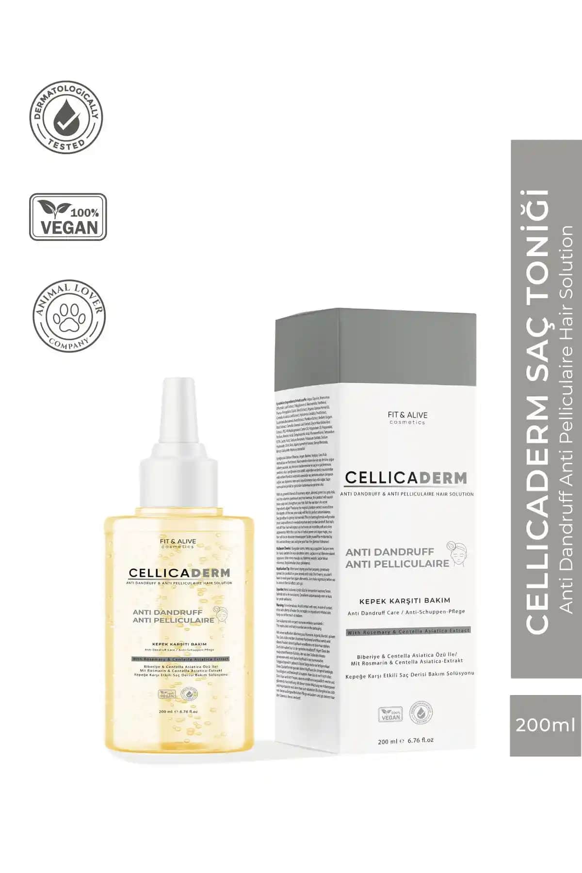 Fit & Alive Fitalive Cellicaderm Kepek Karşıtı Saç Solüsyonu Saç Sağlığını Destekleyen Doğal Bakım Ürünü