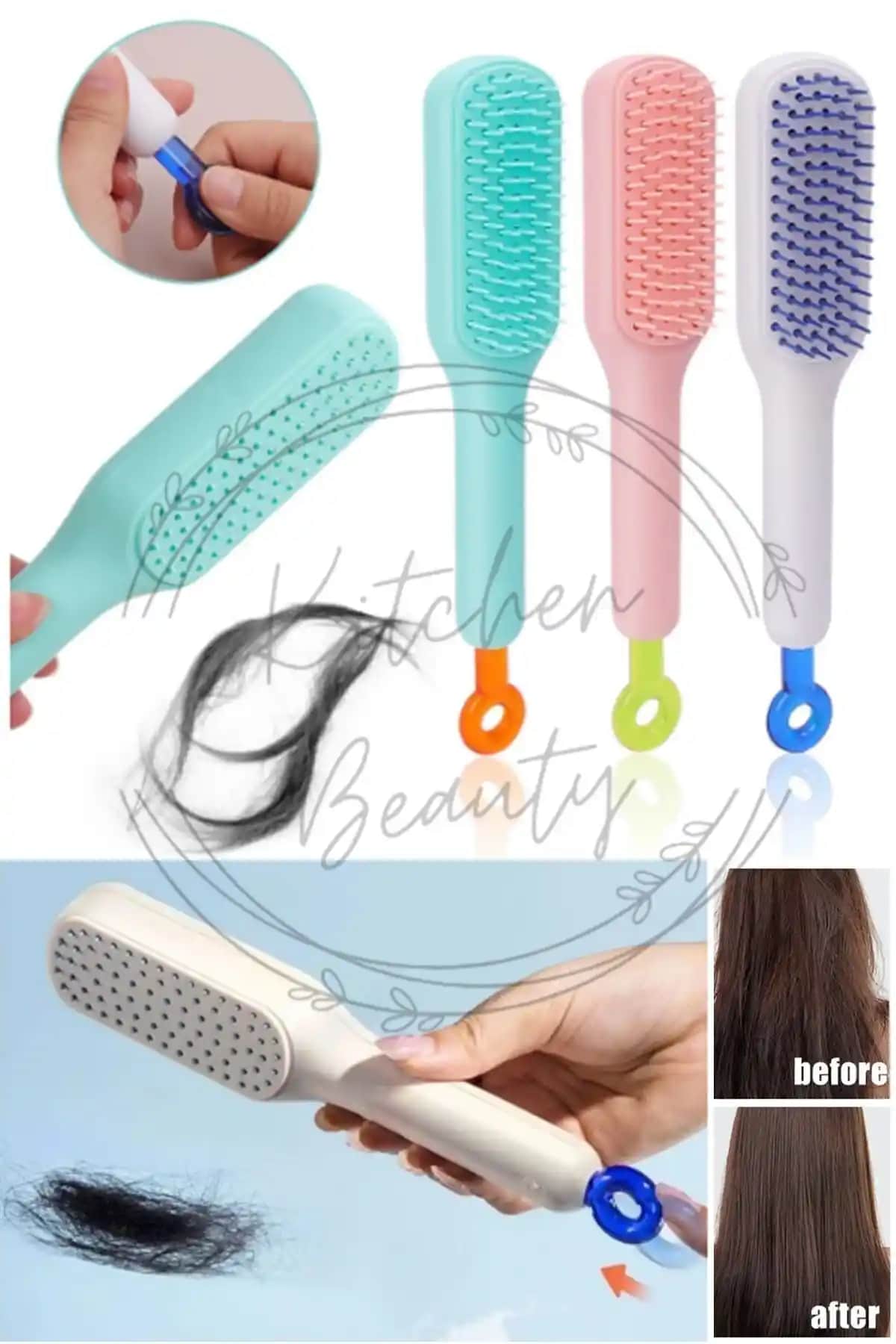 Kitchen Beauty Kendini Temizleyen Otomatik Tuşlu Saç Tarağı Ürün Tanıtımı ve Kullanım Özellikleri