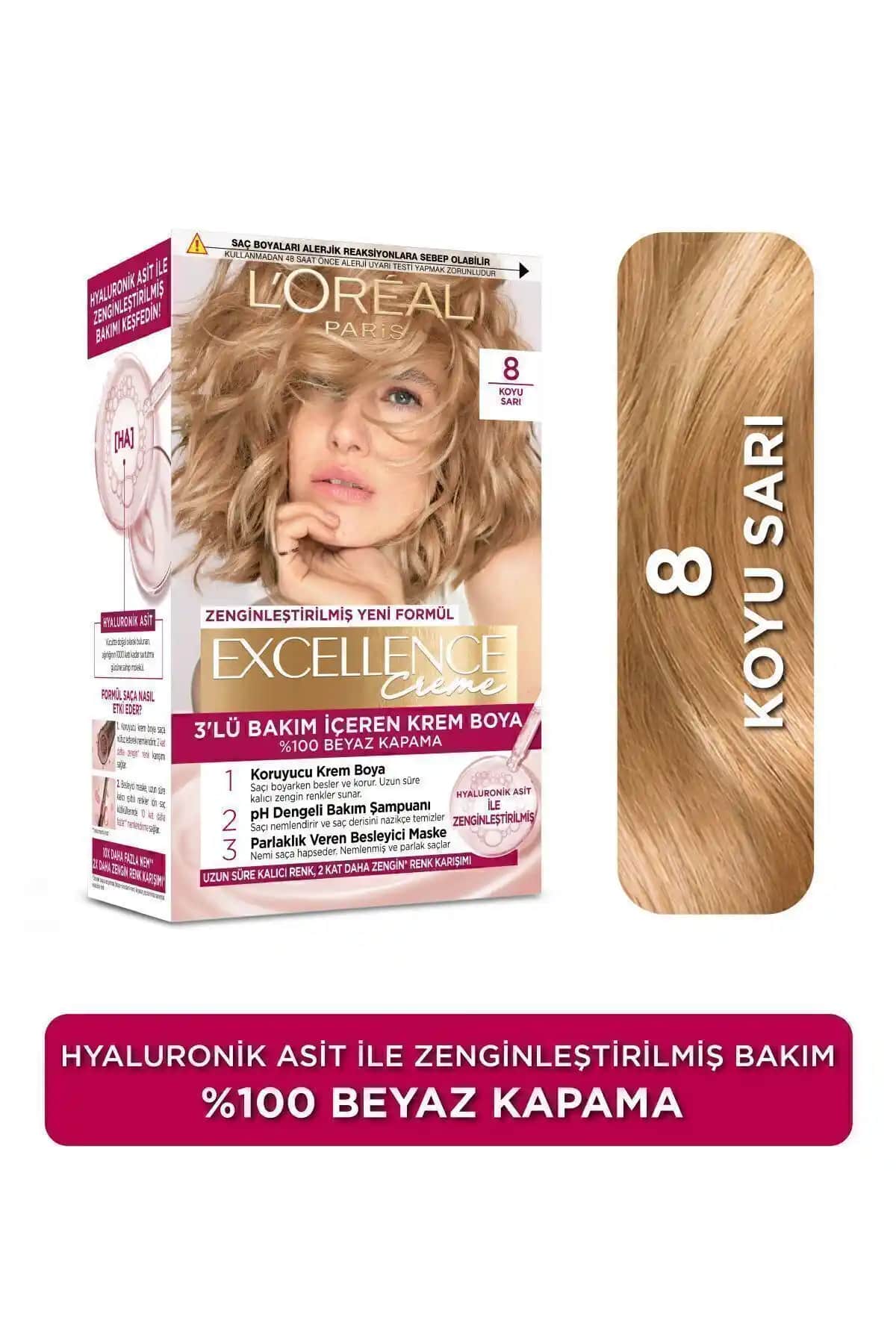 L'Oréal Paris Excellence Creme 8 Koyu Sarı Saç Boyası İnceleme ve Detaylar