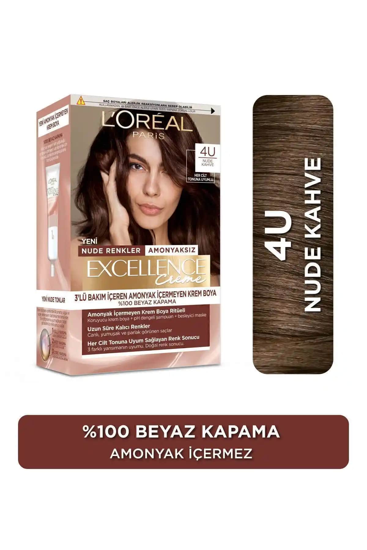 2025'te L'Oreal Paris Excellence Creme Nude 4U Kahverengi ile Doğal Saç Rengi Sı