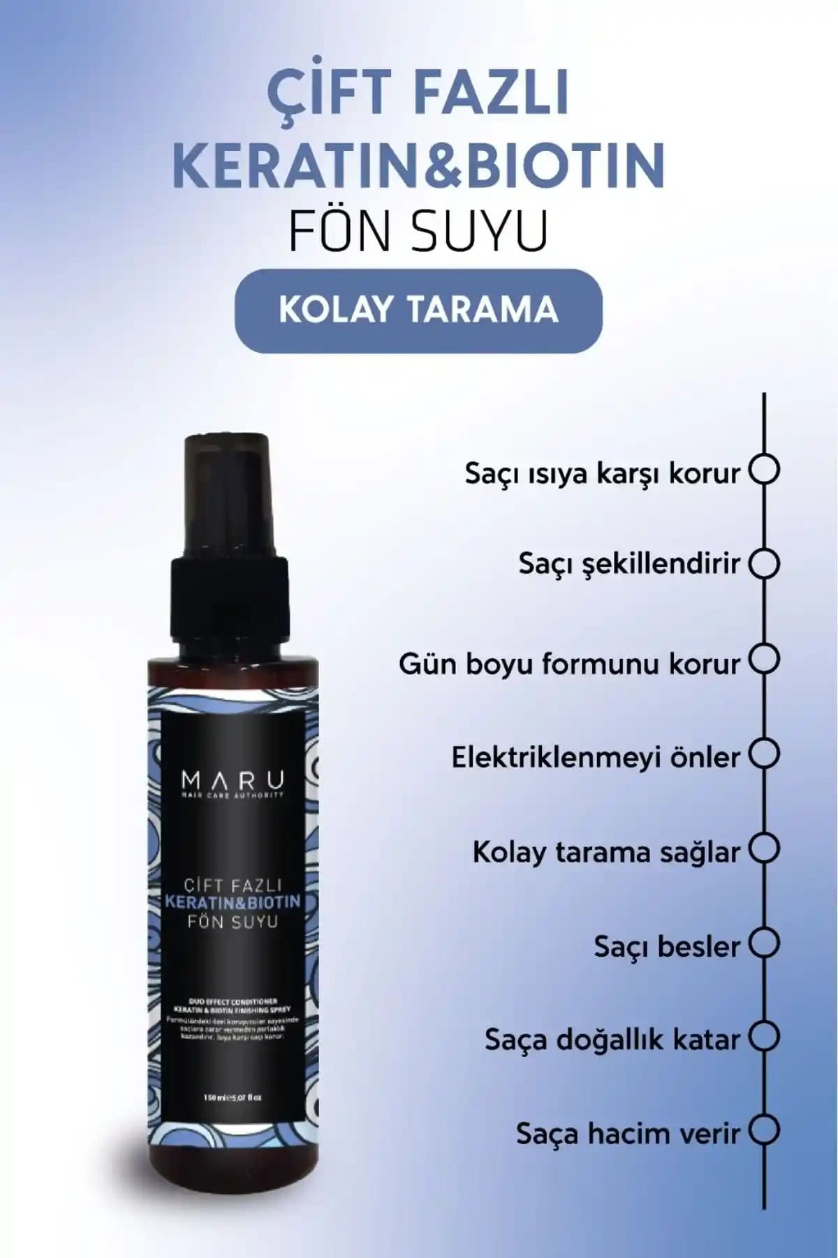 MARU Keratin Biotin Isı Koruyucu Saç Spreyi: Güçlü ve Parlak Saçlar İçin Etkili Çözüm
