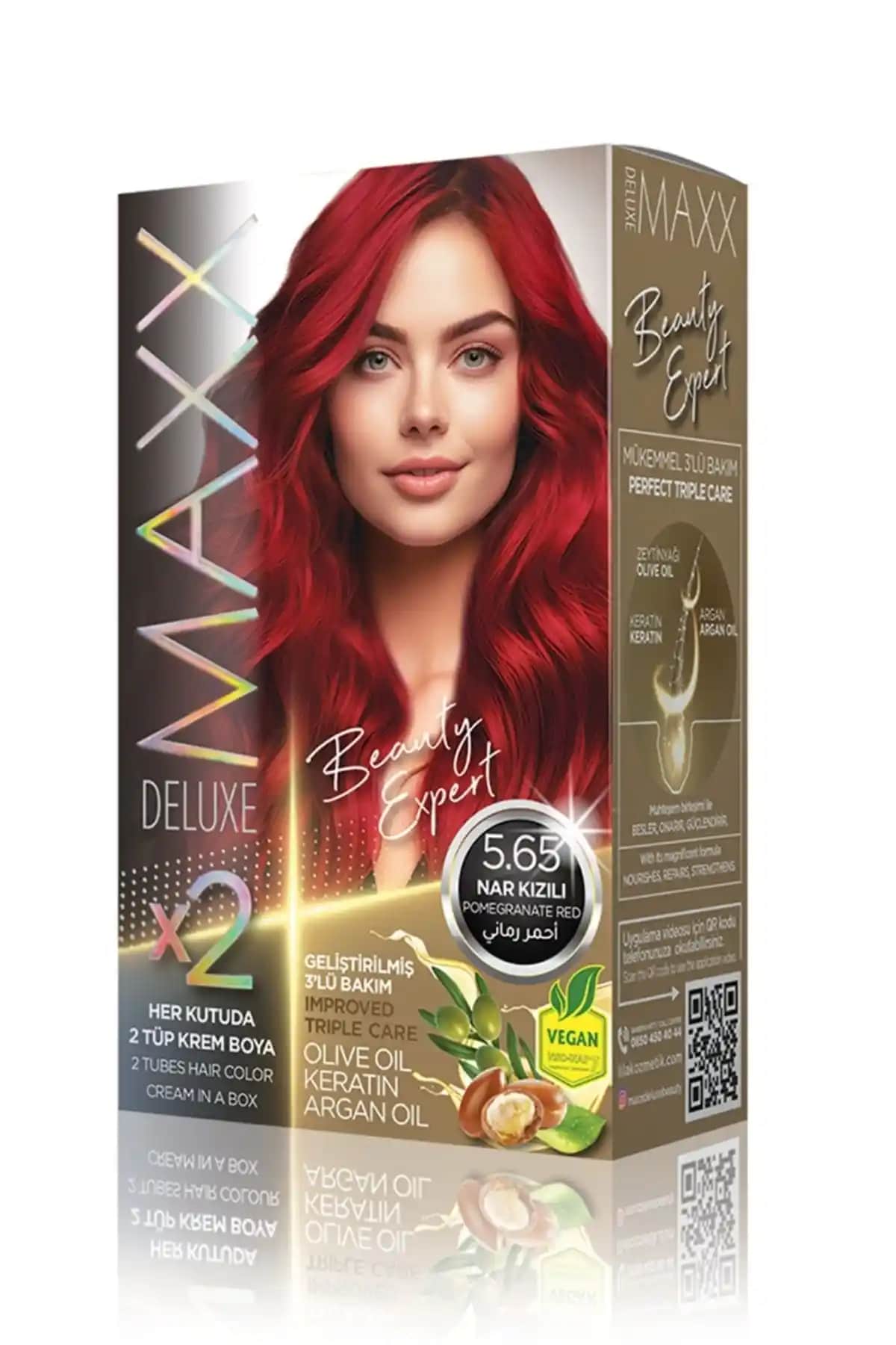 MAXX DELUXE Beauty Expert 5.65 Nar Kızılı Set Boya ile doğal ve kalıcı saç renkleri elde edin