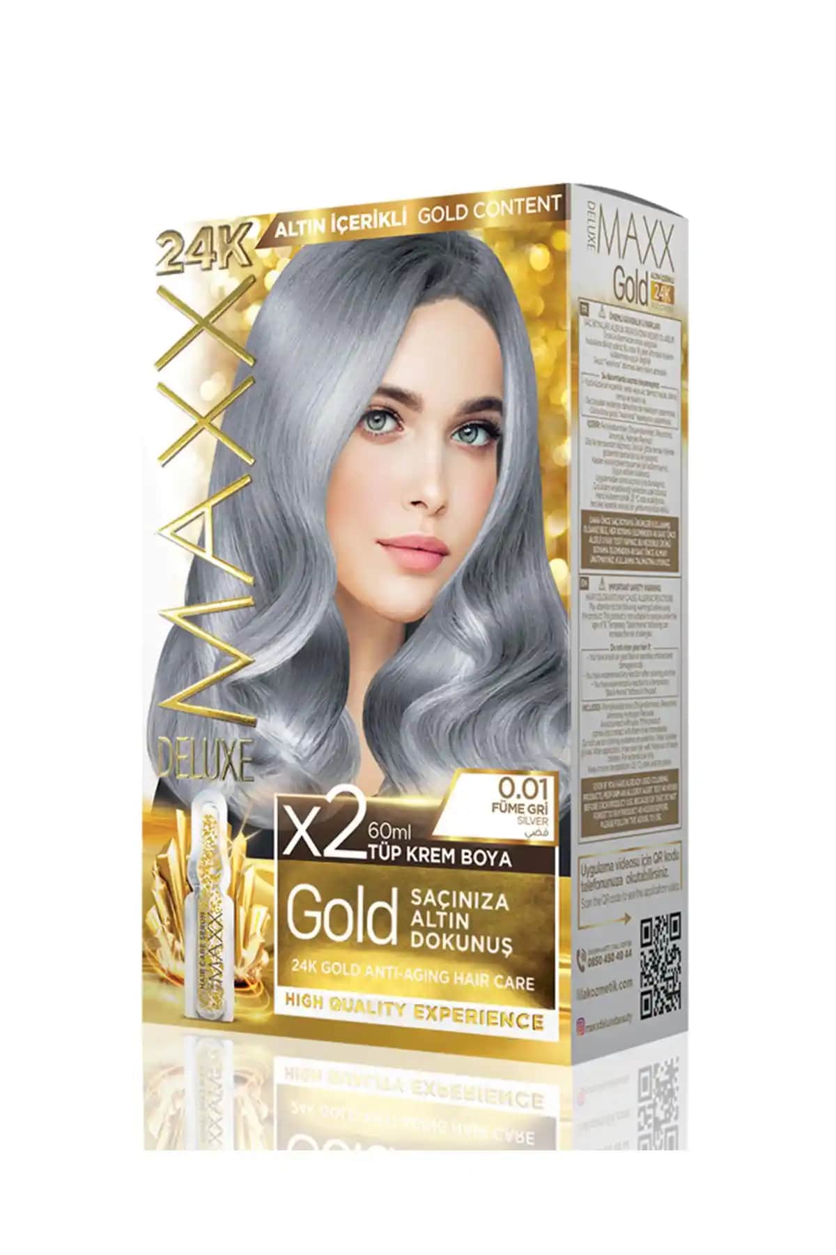 MAXX DELUXE Golden 0.01 Füme Gri Saç Boyası: Sağlıklı ve Kalıcı Renk Sunan Altın İçerikli Formül