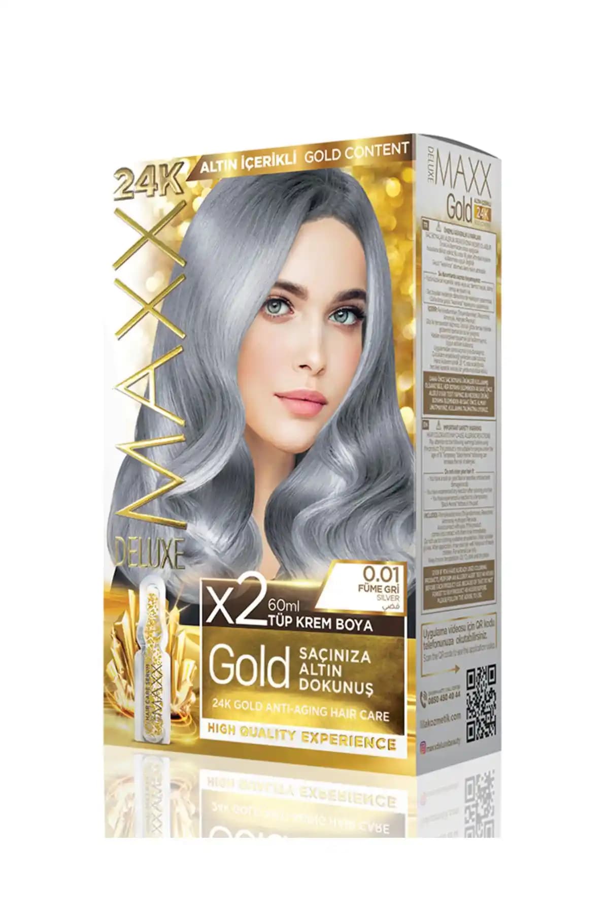 MAXX DELUXE Golden 0.01 Füme Gri Saç Boyası: Sağlıklı ve Kalıcı Renk Sunan Altın İçerikli Formül