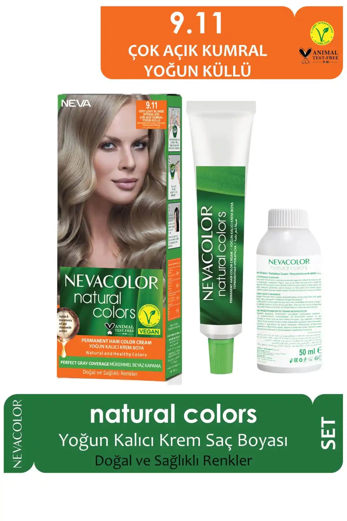 Neva Color 9.11 Çok Açık Kumral Yoğun Küllü Saç Boyası Seti Kalıcı ve Doğal Görünüm
