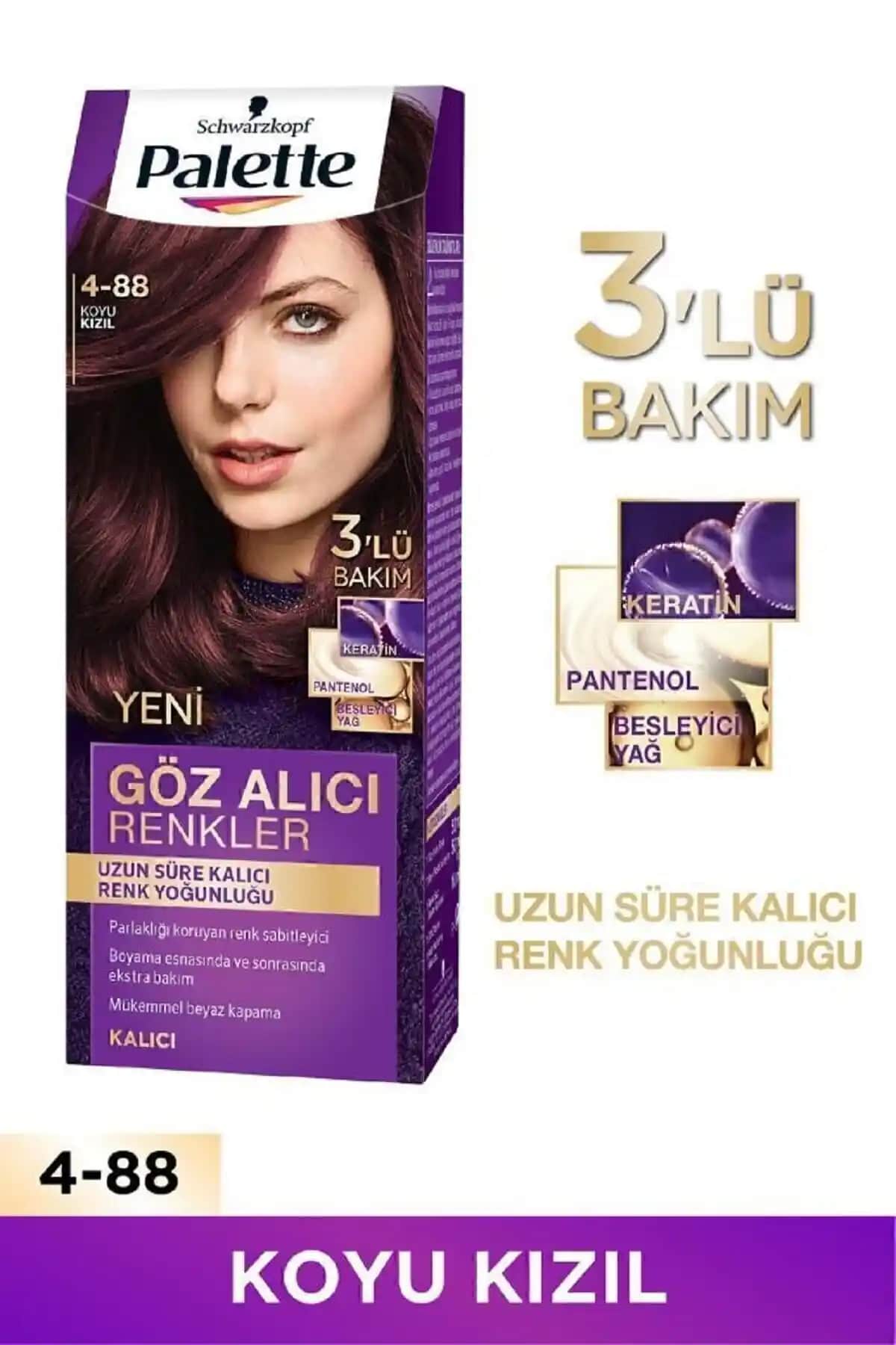 Palette Göz Alıcı Renkler 4 88 Koyu Kızıl Saç Boyası: Doğal ve Parlak Kızıl Tonu İçin Güvenilir Tercih