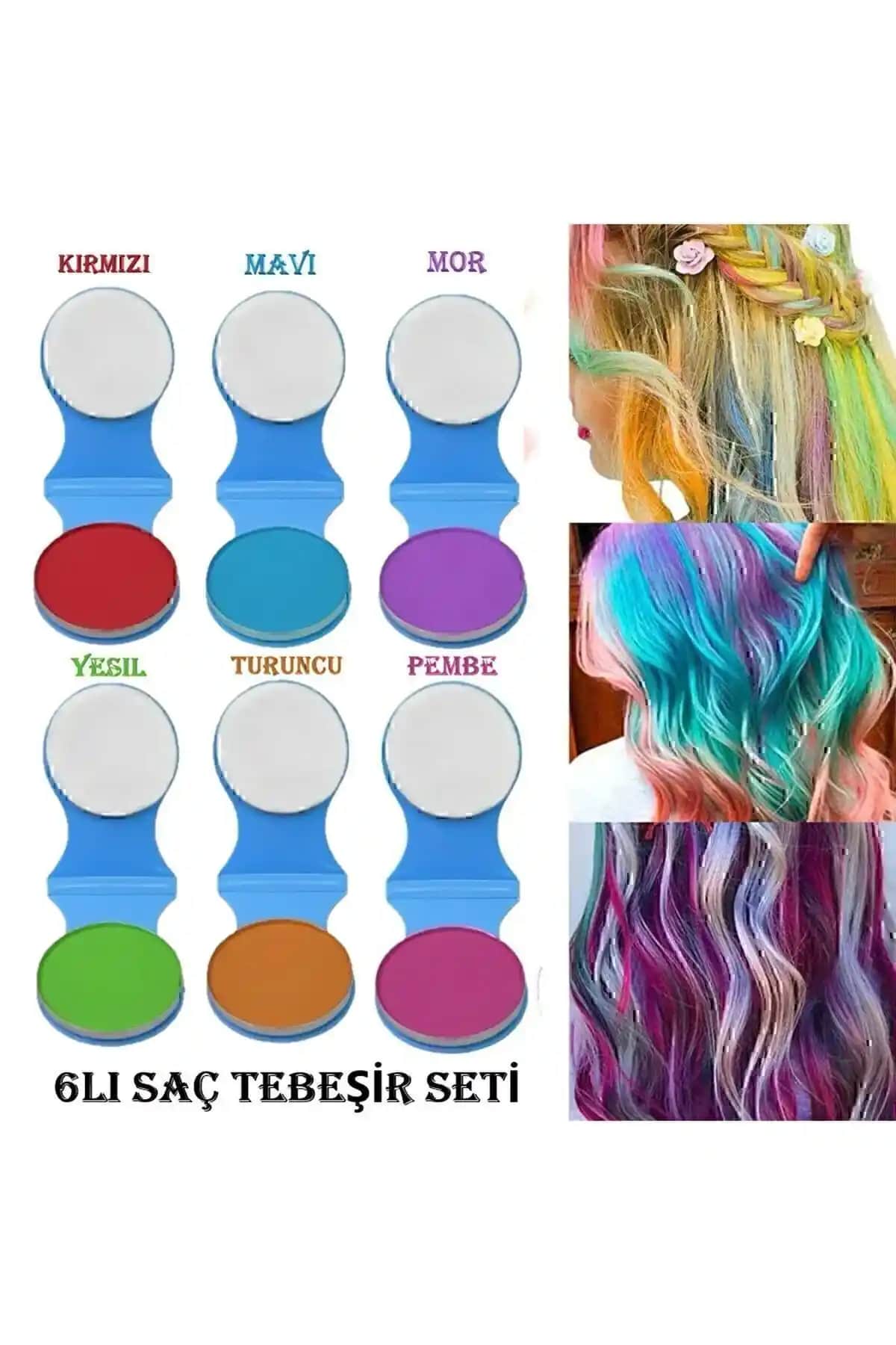 ROWENAROSE 6'lı Saç Tebeşiri Seti Organik ve Geçici Renkli Saç Boyası