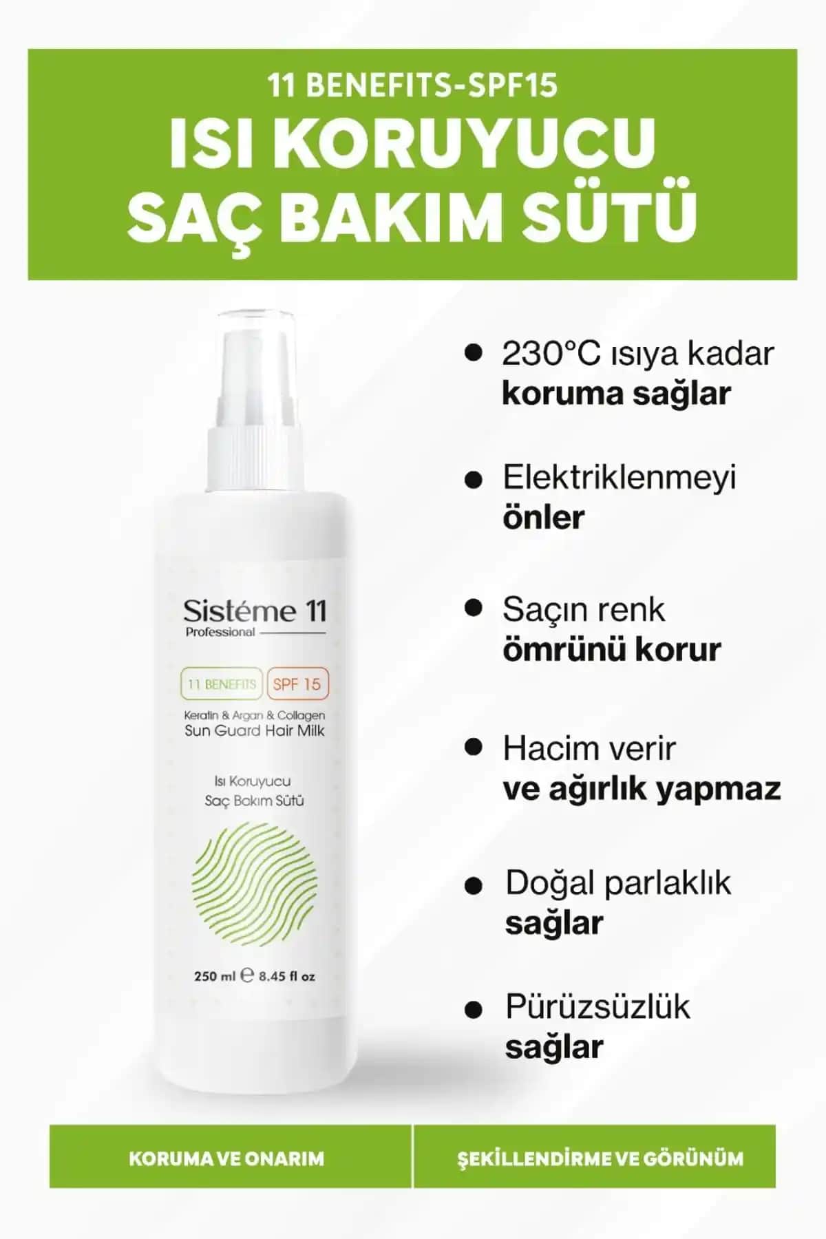 Sistéme 11 Sun Guard Isıya Karşı Koruyucu Saç Bakım Spreyi 250 ml Türkiye Menşei