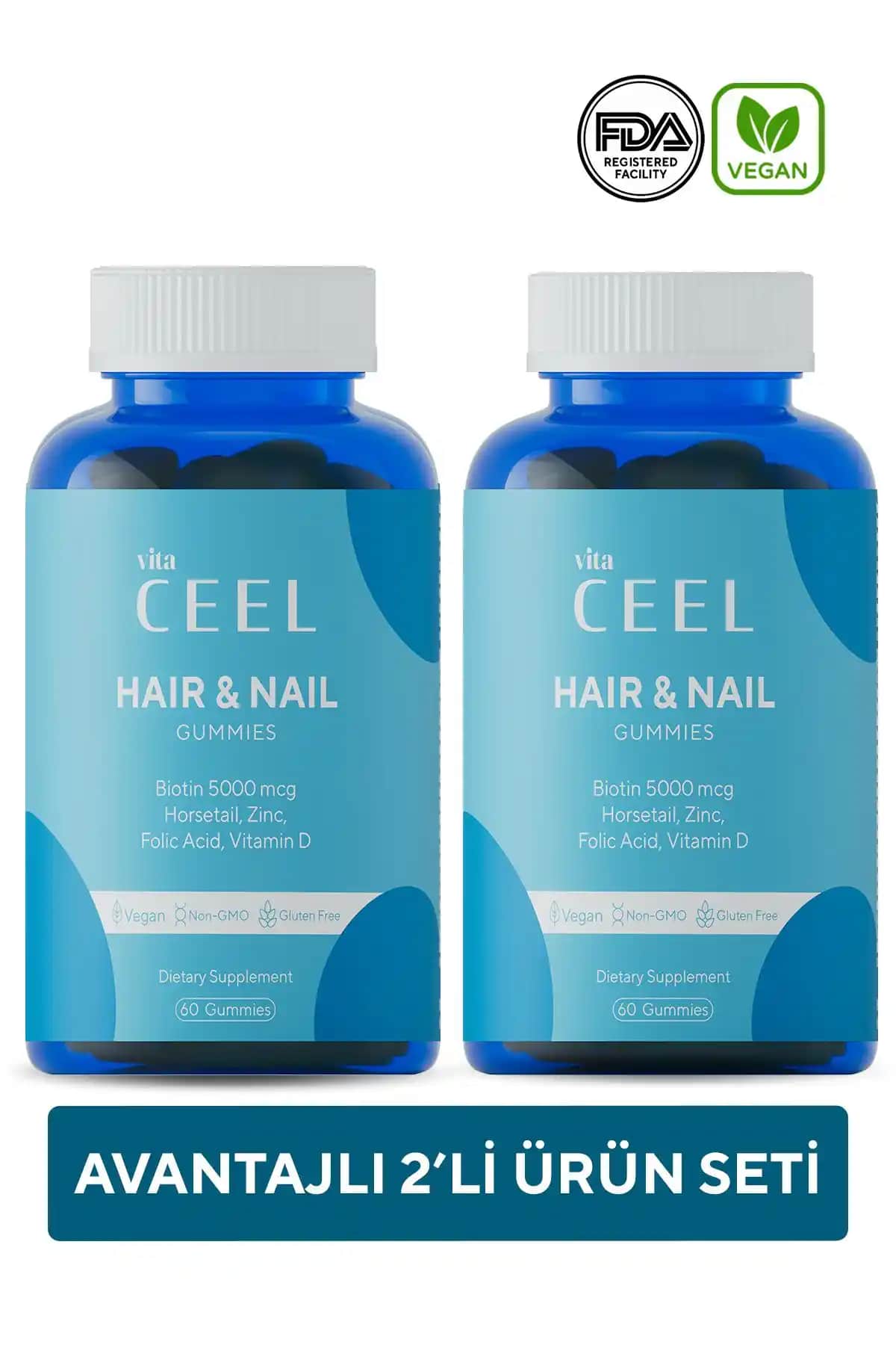 Vita Ceel 2'li Vegan Saç ve Tırnak Vitamini ile Sağlıklı ve Parlak Görünüm