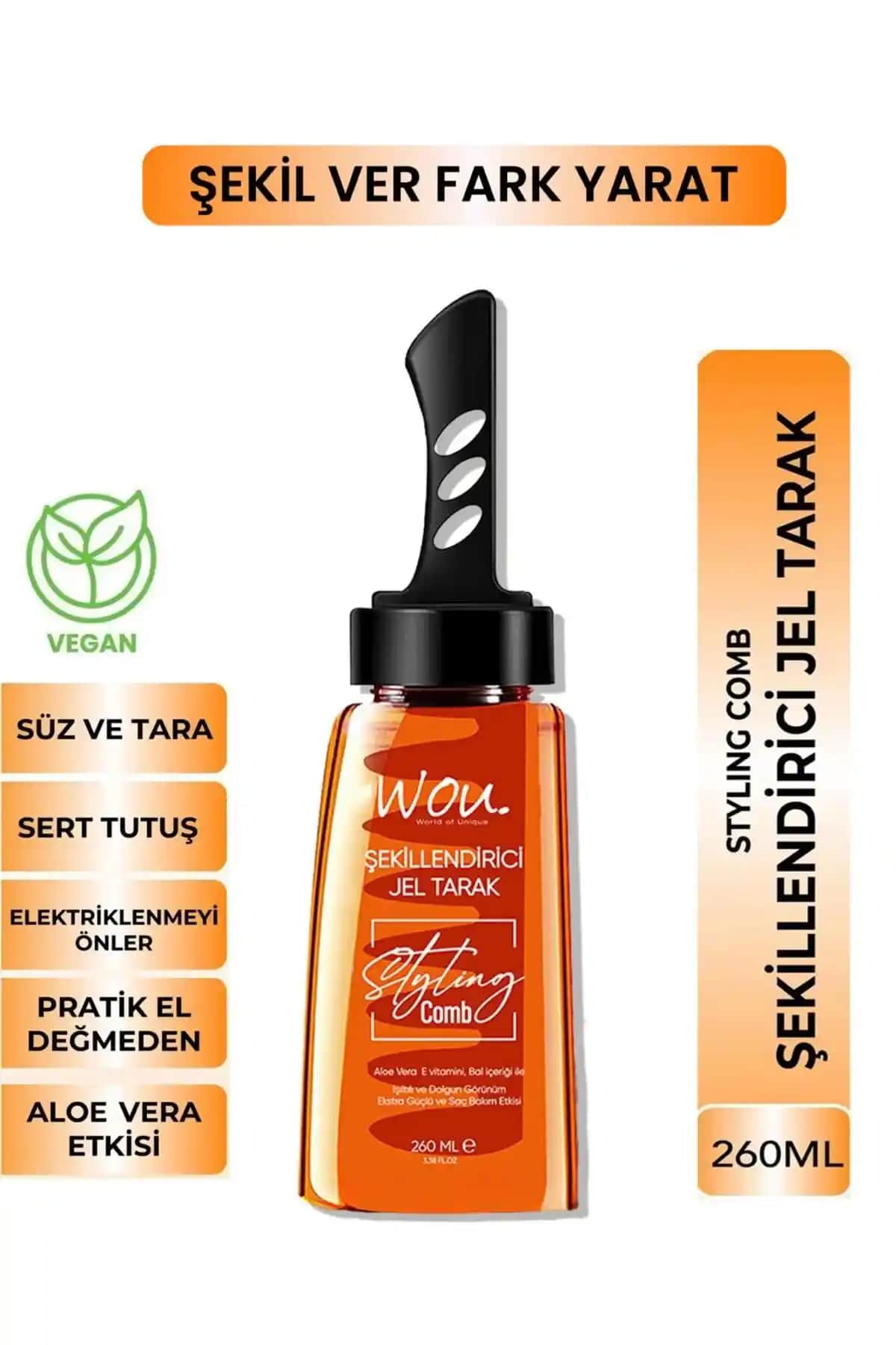 WOU World of Unique saç şekillendirici jel tarak 260 ml doğal içeriklerle kalıcı şekillendirme