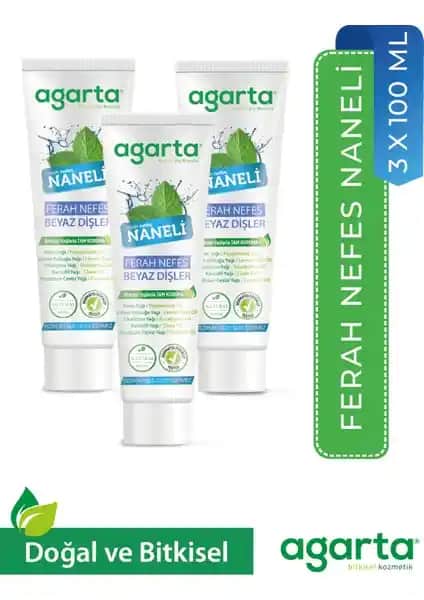 Agarta 3'lü Yoğun Naneli Florürsüz Ferah Nefes Diş Macunu Seti Güvenli ve Doğal Ağız Bakımı İçin