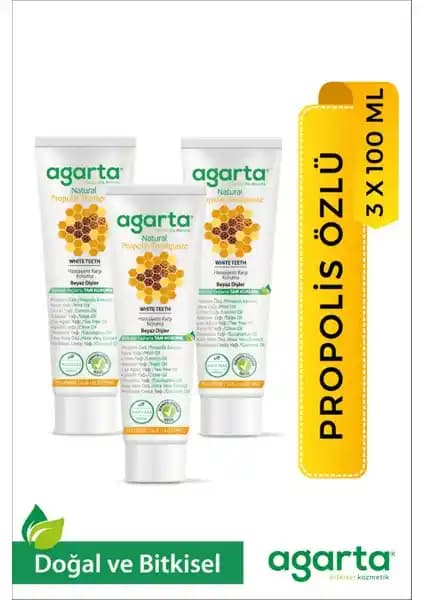 Agarta Florürsüz Propolis Doğal Diş Macunu 3'lü Paket ile Ağız Sağlığını Koruyun