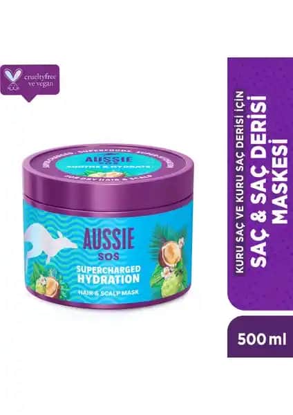 Aussie Sos Supercharged Hydration Saç ve Saç Derisi Maskesi: Derinlemesine Nem ve Bakım Sağlar