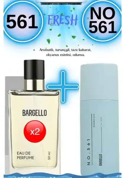 Bargello 2 Adet 561 Fresh EDP 50 ml ve No 561 Deodorant Seti Günlük Kullanım İçin