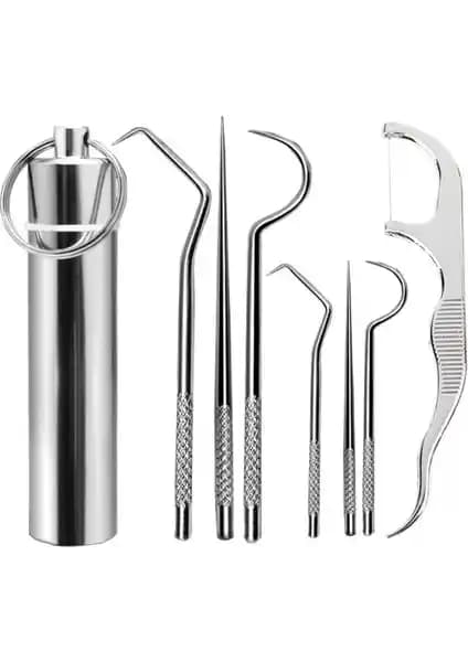 Buffer 7 Parça Paslanmaz Çelik Diş Temizlik Seti Tartar Sökücü ve Ağız Bakım Aleti