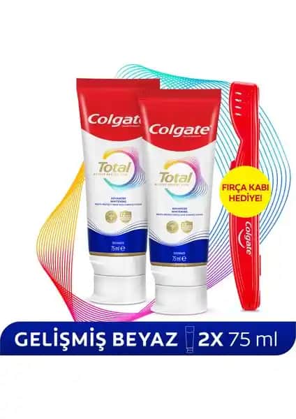 Colgate Total Gelişmiş Beyazlık Diş Macunu ve Fırça Kabı ile Güçlü ve Sağlıklı Gülüşler