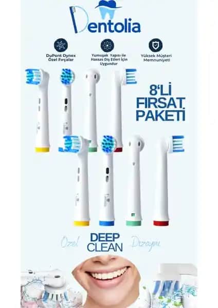 Dentolia Oral-B Uyumlu Yedek Diş Fırçası Başlıkları - Temizlik ve Konfor İçin Güvenilir Seçenek