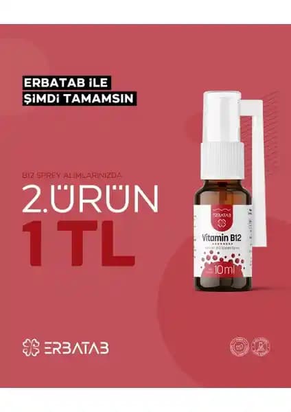 Erbatab Metilkobalamin B12 Sprey 10 ml - Hızlı Emilim ve Pratik Kullanım Sağlık Takviyesi