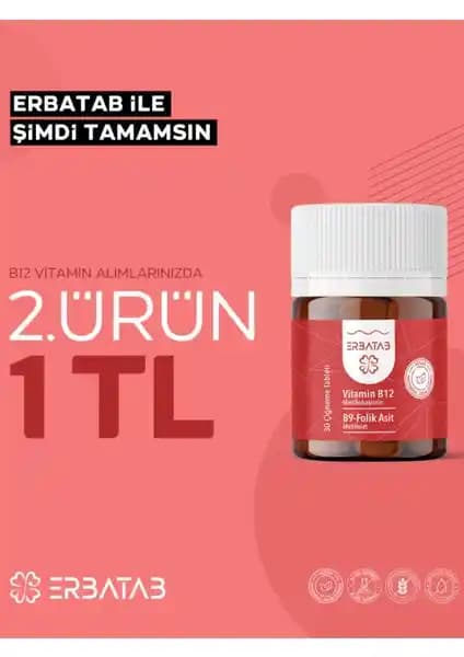 Erbatab Vitamin B12 ve Folik Asit B9 Takviyesi: Günlük Enerji ve Sağlık Desteği