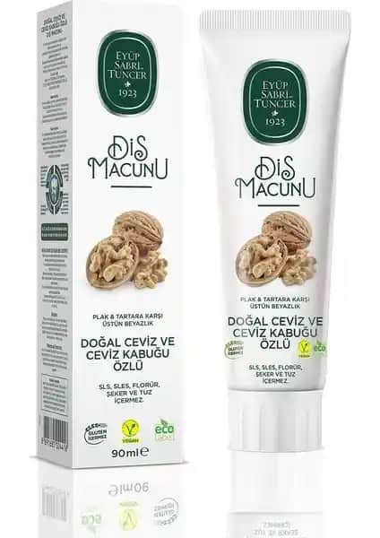 Eyüp Sabri Tuncer Doğal Ceviz ve Ceviz Kabuğu Özlü Diş Macunu Sağlıklı Ağız Bakımı İçin Güvenilir Tercih