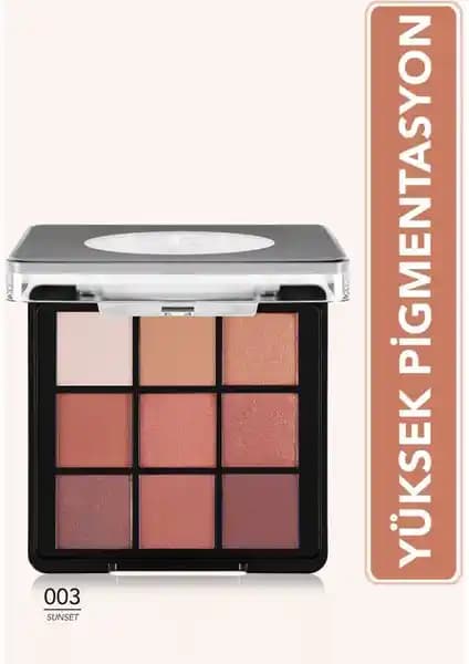 Flormar Kremsi Dokulu ve Mat Bitişli 9'lu Kompakt Göz Farı Paleti (003 Sunset)